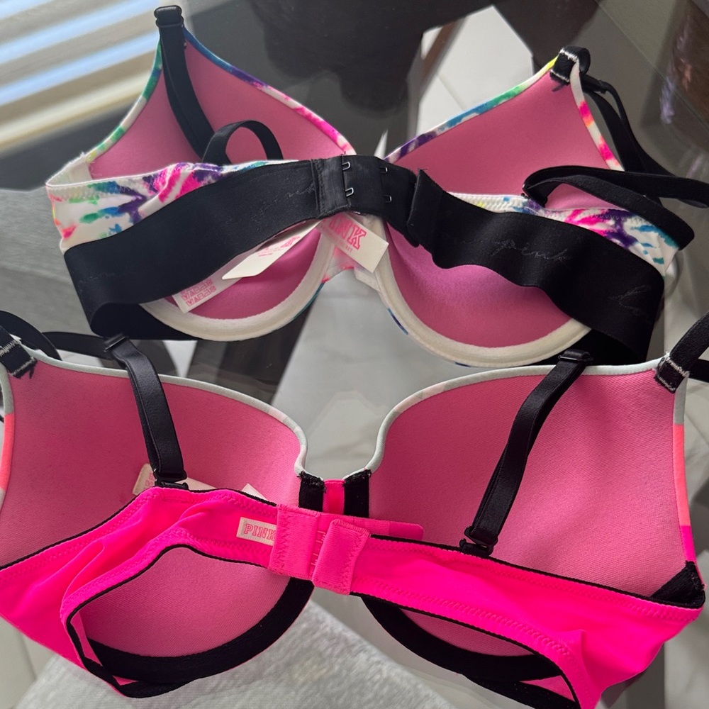 PINK Victoria's Secret bundle 4 Mixed Push-Up Bra Set - Hot Pink, Beige, Tie-Dye - Picture 9 of 9